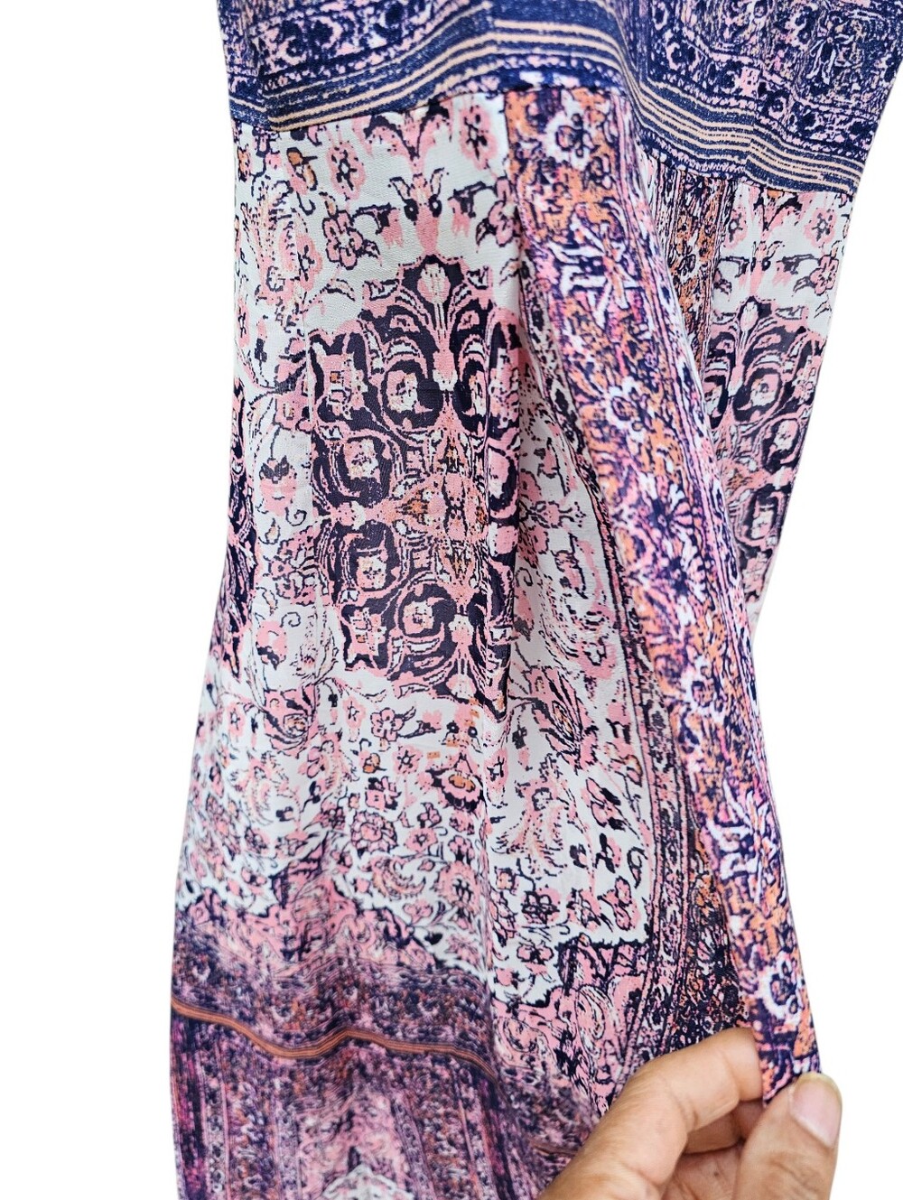 Tahari Pink & Navy Printed Sleeveless Maxi Dress Size 4 - Picture 8 of 16